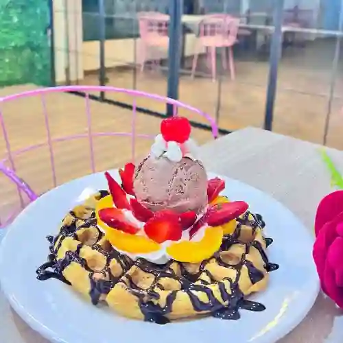 Waffle con Helado