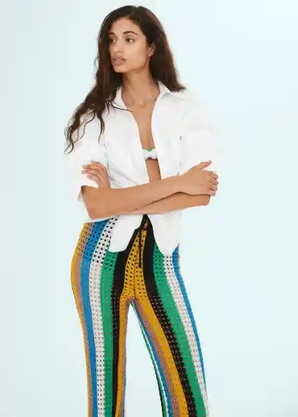 Pantalón Guayana Mostaza Talla M Mujer Mango