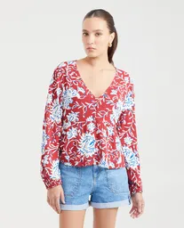 Camisa Flowers Longsleeve Blouse Rojo Chili Oscuro M Chevignon