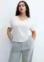 Camiseta Linito Blanco Talla S Mujer Mango