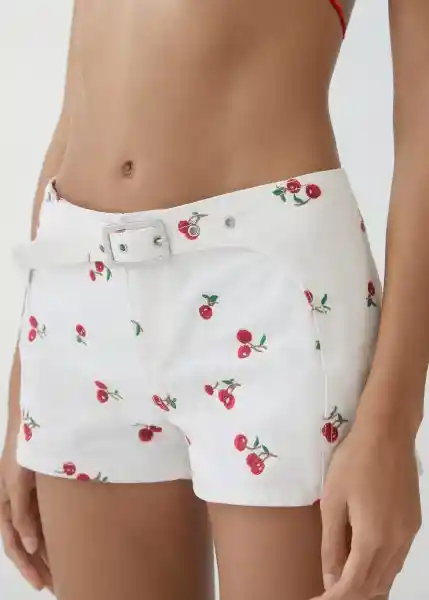 Shorts Cherry Blanco Talla 42 Mujer Mango