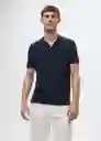 Polo Lino Navy Talla M Hombre Mango