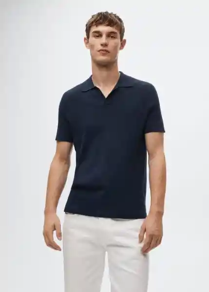 Polo Lino Navy Talla M Hombre Mango