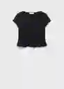 Camiseta Sandri Negro Talla L Mujer Mango
