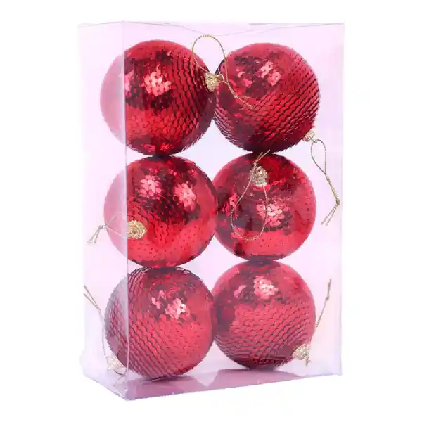 Juego de Bolas Rojo Con Lentejuelas 1301900783 Finlandek