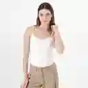 Camiseta Cuello V Manga Tiras Blanco Talla S 726580