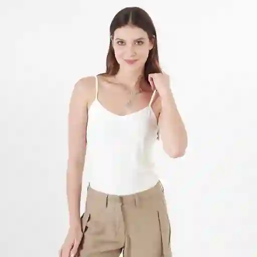 Camiseta Cuello V Manga Tiras Blanco Talla S 726580