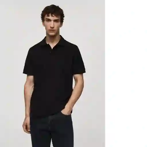 Camisa Polo Rea Negro Talla Xl Hombre Mango