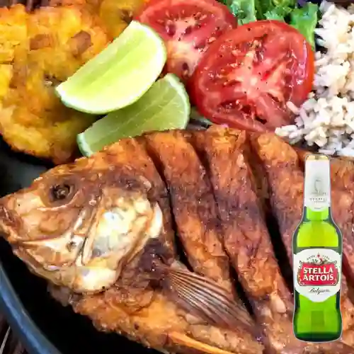 Combo Mojarra Frita + Stella Artois 350 ml