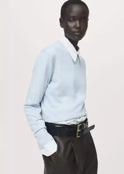 Saco Jersey Mili Celeste Talla S Mujer Mango