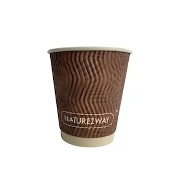 Naturezway Vaso de Papel de Bambú Marrón Con Tapa 350 mL