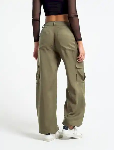 Pantalón Suit Verde Alcaparra Medio Talla 10 Naf Naf