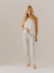 Pantalon Largo En Punto Xs - Raya Gris