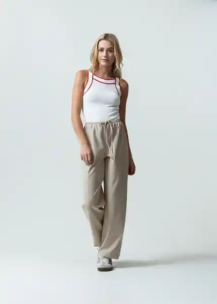 Pantalón Moly Mujer Crudo Pluma Medio Talla L 532G345 Naf Naf