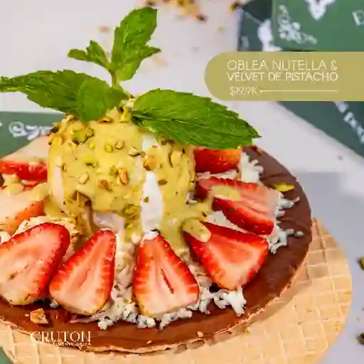 Oblea velvet de pistacho