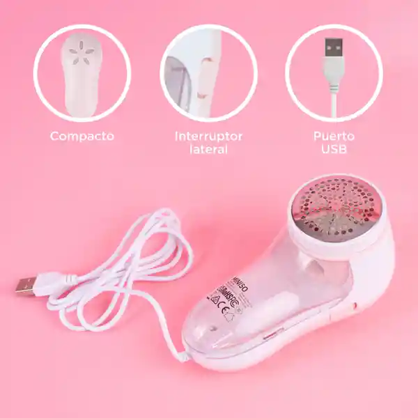 Quita Pelusas Electrico Rosa Miniso