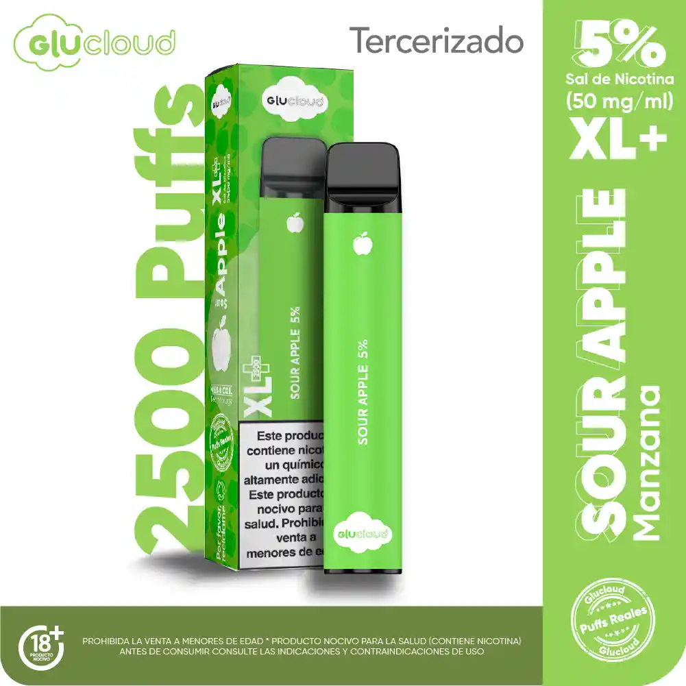 Glucloud Vape Sour Apple XL / 2500 Puff