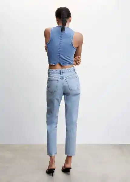 Pantalón Jean Mom 2000 Tejano Medio Talla 34 Mujer Mango