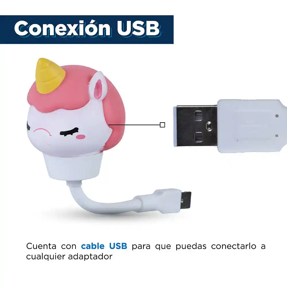 Luz Nocturna de Animales Lindos Usb Unicornio Miniso