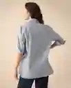 Camisa Azul Lana Claro Talla M 111G002 Espirit