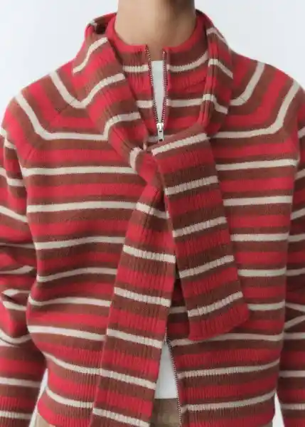 Abrigo Cardigan Génova Rojo Talla L Mujer Mango