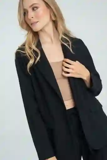 Chaqueta Larga Tipo Blazer Color Negro Talla S Ragged