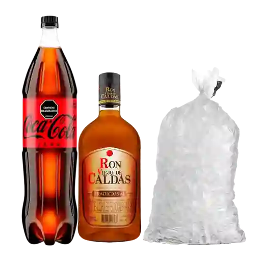 Combo Coca Cola Zero + Ron Viejo de Caldas + Hielo