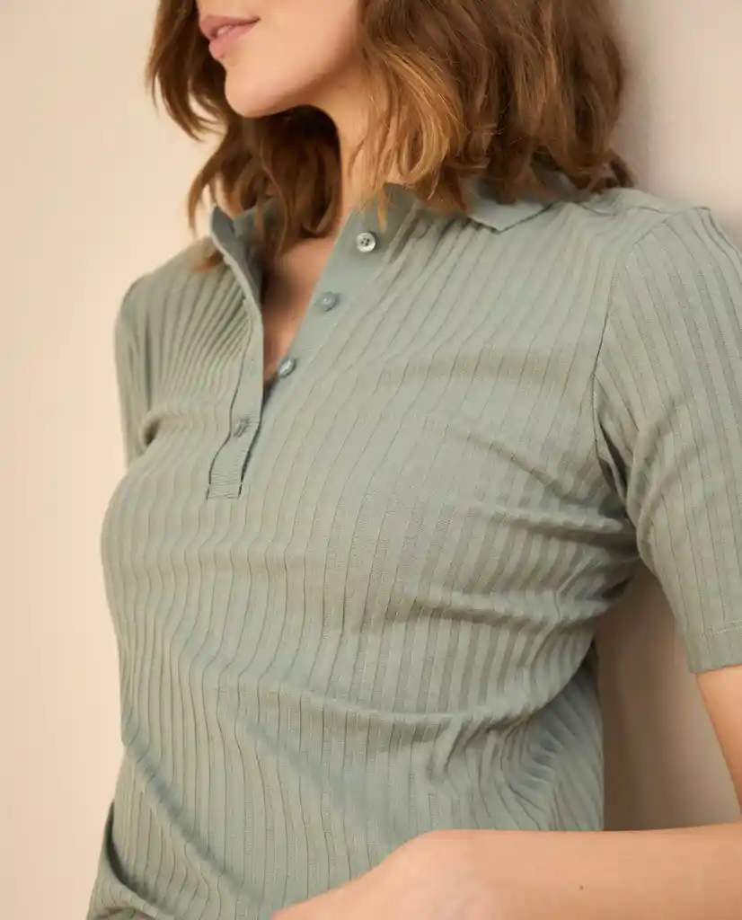Camiseta Verde Velado Medio Talla M 602G020 Esprit