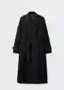 Abrigo Trench Angela Negro Talla L Mujer Mango