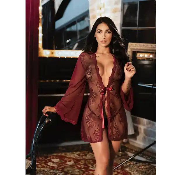 Kimono Arianna Vinotinto Cereza Lingerie