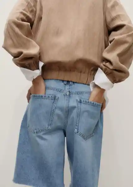 Bermuda Anne Tejano Medio Talla 38 Mujer Mango