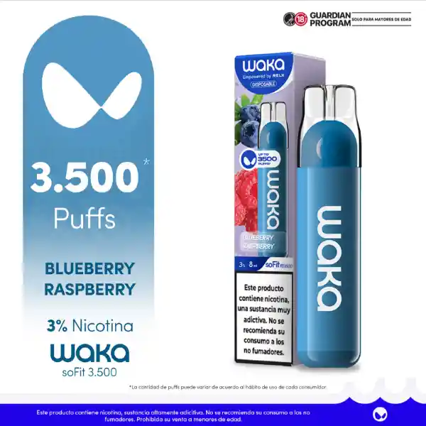 WAKA Vape SoFit 3500 Blueberry Raspberry-3% 3500 puff