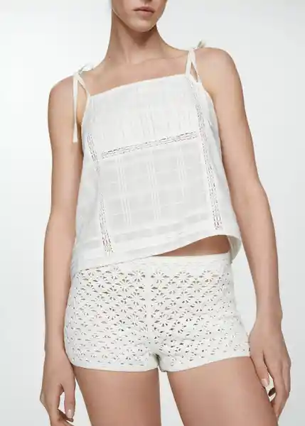 Top Lazo Blanco Talla XS Mujer Mango