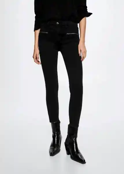 Jeans Biker Tejano Negro Talla 36 Mujer Mango