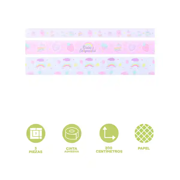 Set de Cinta Adhesiva Serie Mis Pastelitos Rollos Miniso