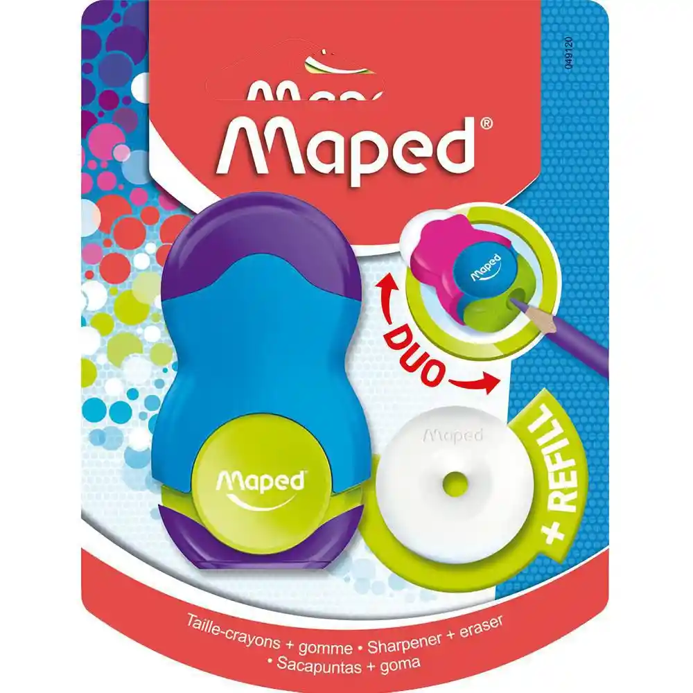 Maped Sacapuntas 2 en 1 con Borrador Loopy Colorful