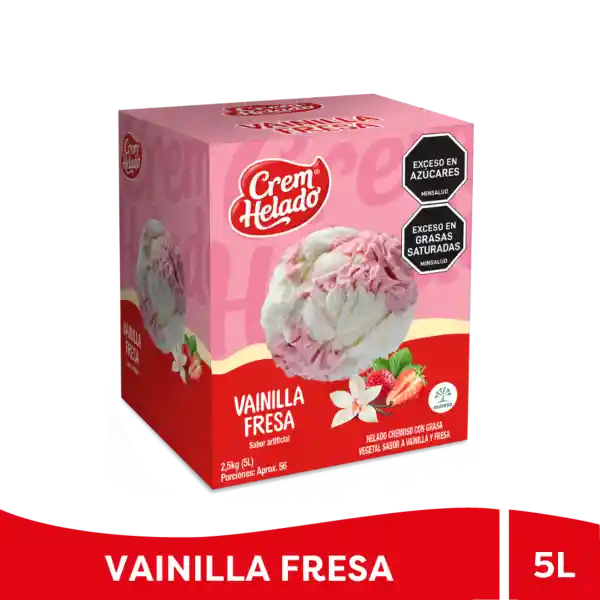Cream Helado Tarro Tradicional Vainilla Fresa 5 L