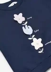 Buzo Sudadera Flower Navy Talla 67 Niñas Mango