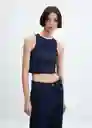 Top Contrast-H Mujer Navy Talla M Mango