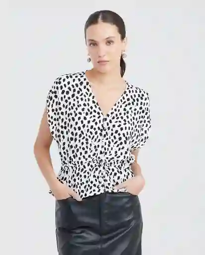 Camiseta Spotted V Neck Blouse Crudo Cannoli Claro T L Chevignon