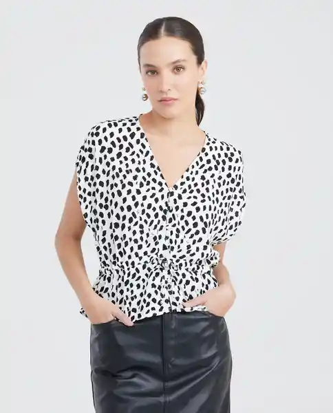 Camiseta Spotted V Neck Blouse Crudo Cannoli Claro T L Chevignon