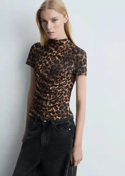 Camiseta Leo Marron Talla M Mujer Mango