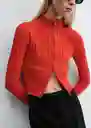 Buzo Cardigan Teriyaki Rojo Talla 24 Mujer Mango