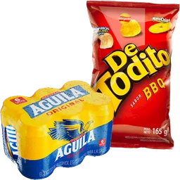 Cerveza Aguila Original + De Todito Pasabocas Sabor Bbq