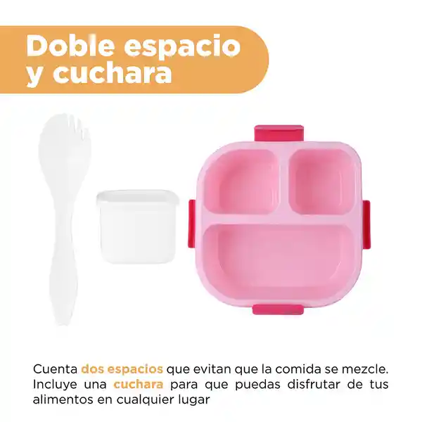 Contenedor de Con 3 Compartimentos Tokidoki Rosa 1200 mL Miniso