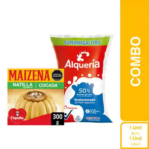 Combo Natilla Cocada Maizena + Alquería Deslactosada 1300 mL