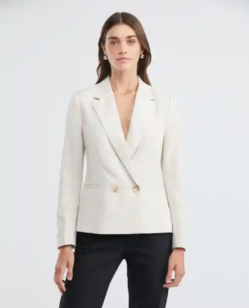 Blazer Lino Crudo Pergamino Claro Talla M Mujer Chevignon