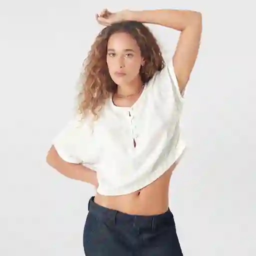 Blusa Cuello Redondo Manga Corta Blanco Talla S 718103