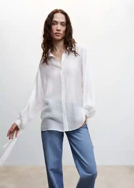 Camisa Wind Offwhite Talla M Mujer Mango