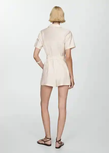 Enterizo Botón-H Off White Talla S Mujer Mango